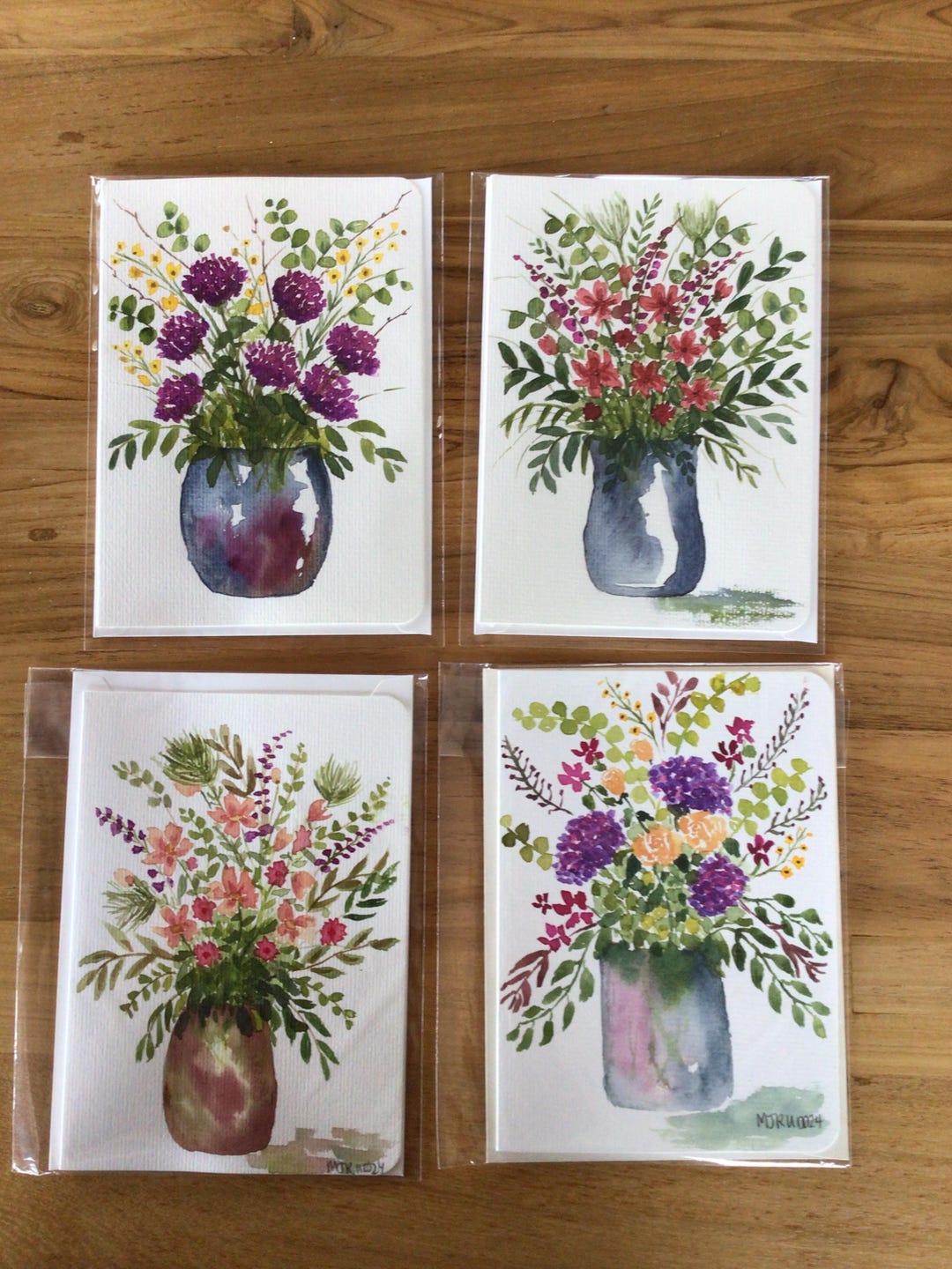 Watercolor Floral Greeting Card - Hand Painted Botanical Design - Etsy