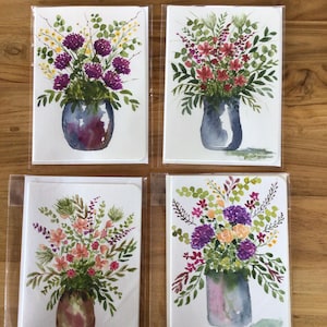 Watercolor Floral Greeting Card - Hand Painted Botanical Design