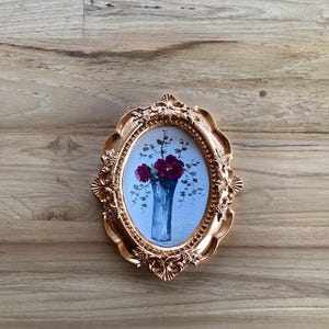 Small Handmade Vintage Floral Watercolor Art Piece