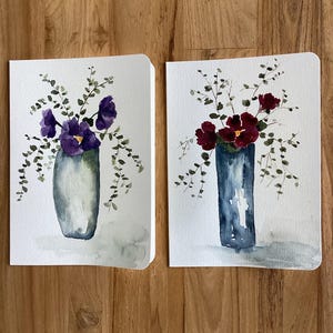 Cartão de aquarela floral pintado à mão, toda arte original. Sem impressões