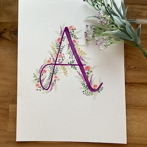 Decoración de guardería con acuarela: colgante de pared pintado a mano para regalo de baby shower, regalo de bautismo, también puede personalizar letras y colores.