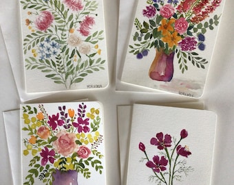 Watercolor hand painted cards