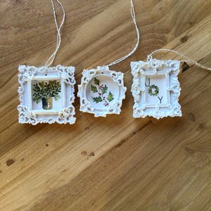 Custom hand painted mini Christmas ornaments made with watercolor.