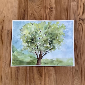 Hand painted watercolor tree, art for nature lovers, original signed art