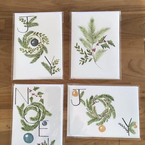Cartão de Natal personalizado pintado à mão em aquarela.