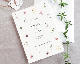 Simple Floral Save The Date Card PDF