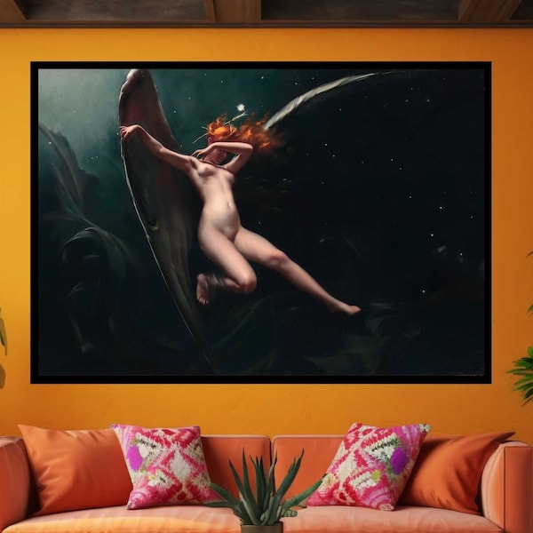 A Fairy Under Starry Skies - Luis Ricardo Falero Canvas Wall Art Print Ready To Hang