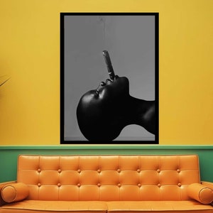 African Black Woman Smoke Canvas Wall Art Print Ready To Hang