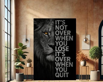 Poster Motivation Lion Solitaire - Toile Canvas - Art Mural - Non Encadré/Encadré Au Choix