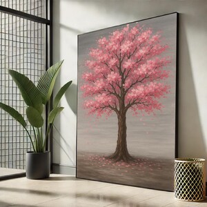 Cherry Blossom Tree Canvas | Elegant Pink Floral Spring Wall Art – Tranquil Nature Scene for Zen Home or Gift Lovers