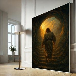 Radiant Jesus Ascending Canvas Wall Art Print | Warm Living Room Decor | Statement Piece