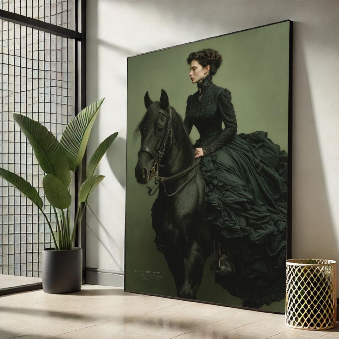 Victorian Woman on Horse Canvas Print, Elegant Wall Art - Etsy
