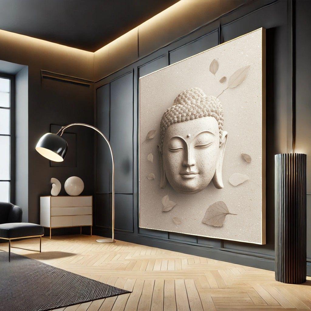 Buddha Stone Relief Canvas Print, Meditation Wall Art - Etsy