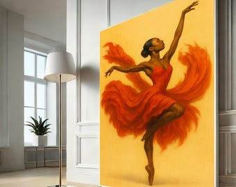 Graceful African Woman Dancer Canvas Wall Art Print | Bold Living Room Decor | Statement Piece