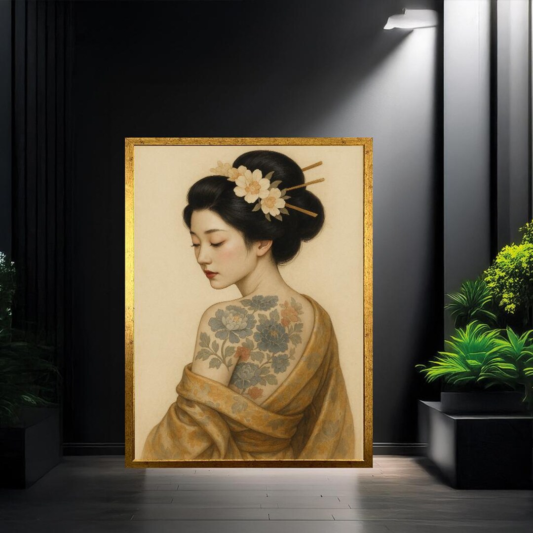 Elegant Geisha Canvas Wall Art | Traditional Japanese Portrait – Serene ...