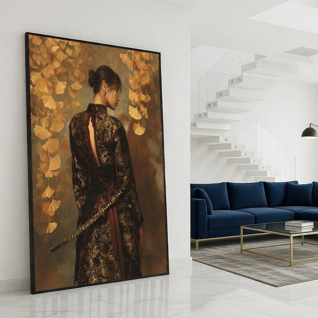Japanese Geisha Kimono Canvas Print, Samurai Wall Art - Etsy