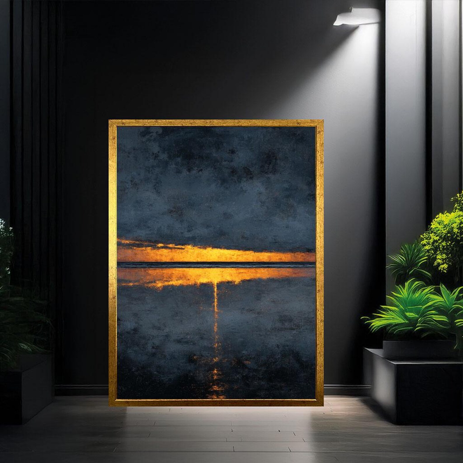 Black and Gold Abstract Canvas Print – Minimalist Rothko Style Wall Art ...