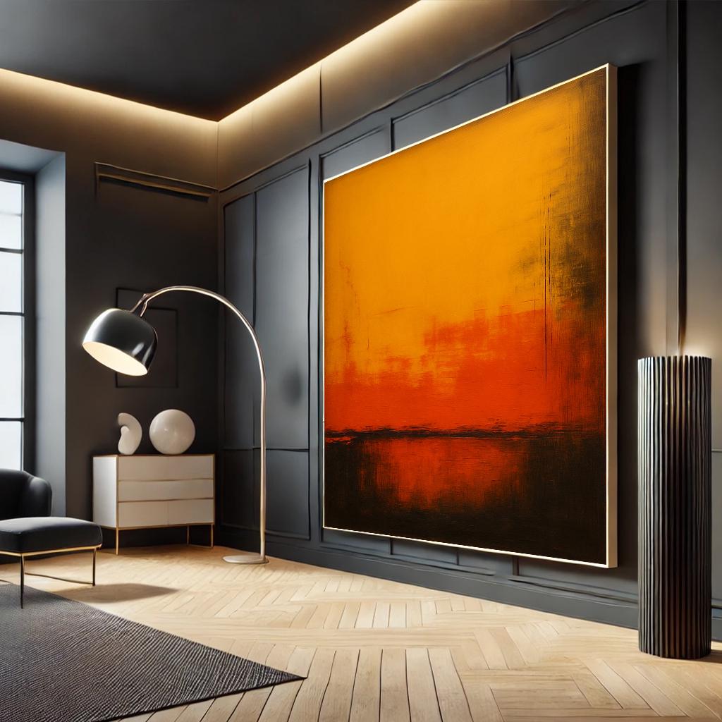 マーク・ロスコの燃えるようなオレンジと黒の抽象画キャンバス｜ロスコ