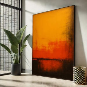 Mark Rothko Fiery Orange and Black Abstract Canvas | Rothko Color Field Art – Bold Modern Minimalist Wall Decor