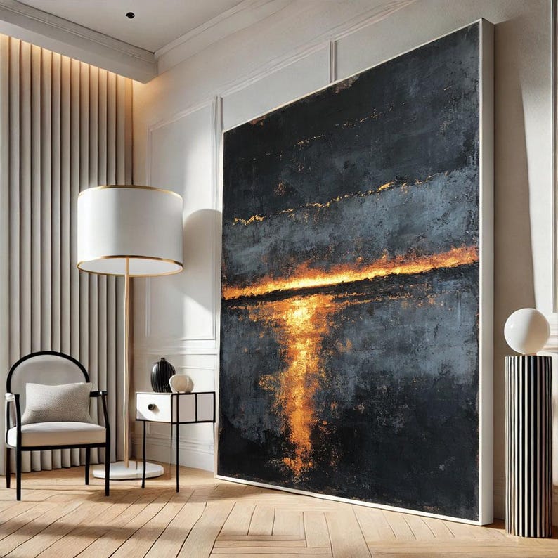 Black and Gold Abstract Canvas Art – Rothko Style Modern Painting - Etsy