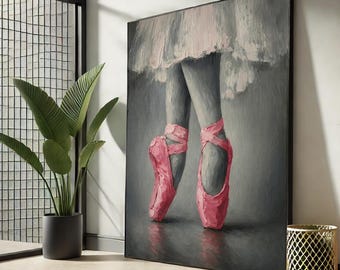 Pink Pointe Ballet Shoes Canvas Art | Elegant Dance Decor