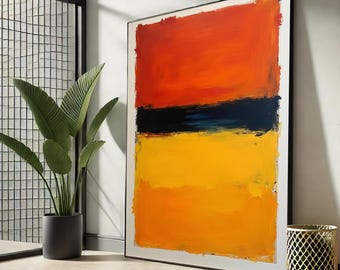 抽象画 オレンジと黒の絵画plz マーク・ロスコの燃えるようなオレンジと黒の抽象画キャンバス｜ロスコ