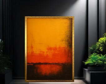 マーク・ロスコの燃えるようなオレンジと黒の抽象画キャンバス｜ロスコ