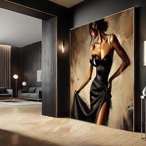 Elegant Fashion Canvas Print - Modern Wall Art, Abstract Woman Painting, Chic Home Decor, Luxury Artwork