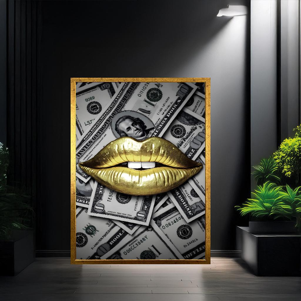 Gold Lips Money Canvas, Pop Art Glam Office Decor - Etsy