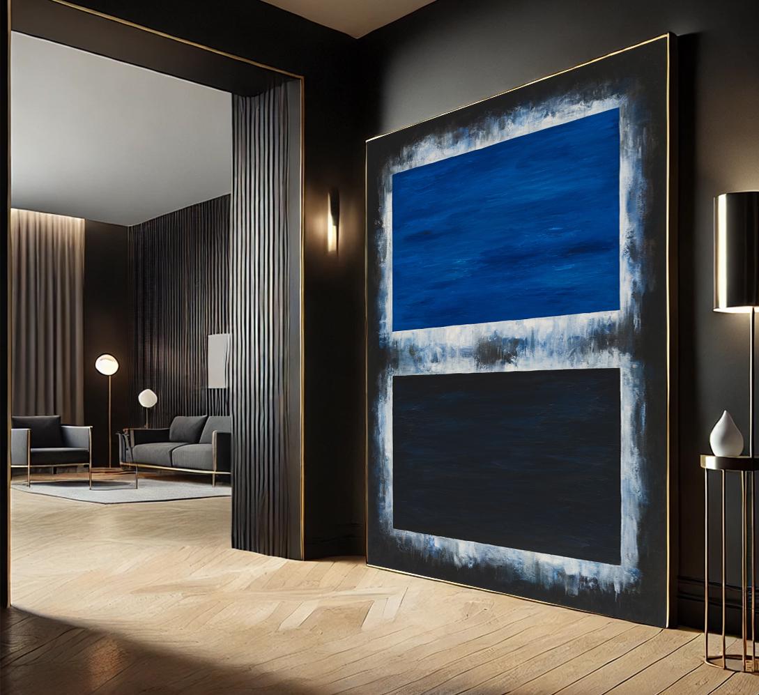 Mark Rothko Style Abstract Canvas Art - Blue & Black Modern Print - Etsy