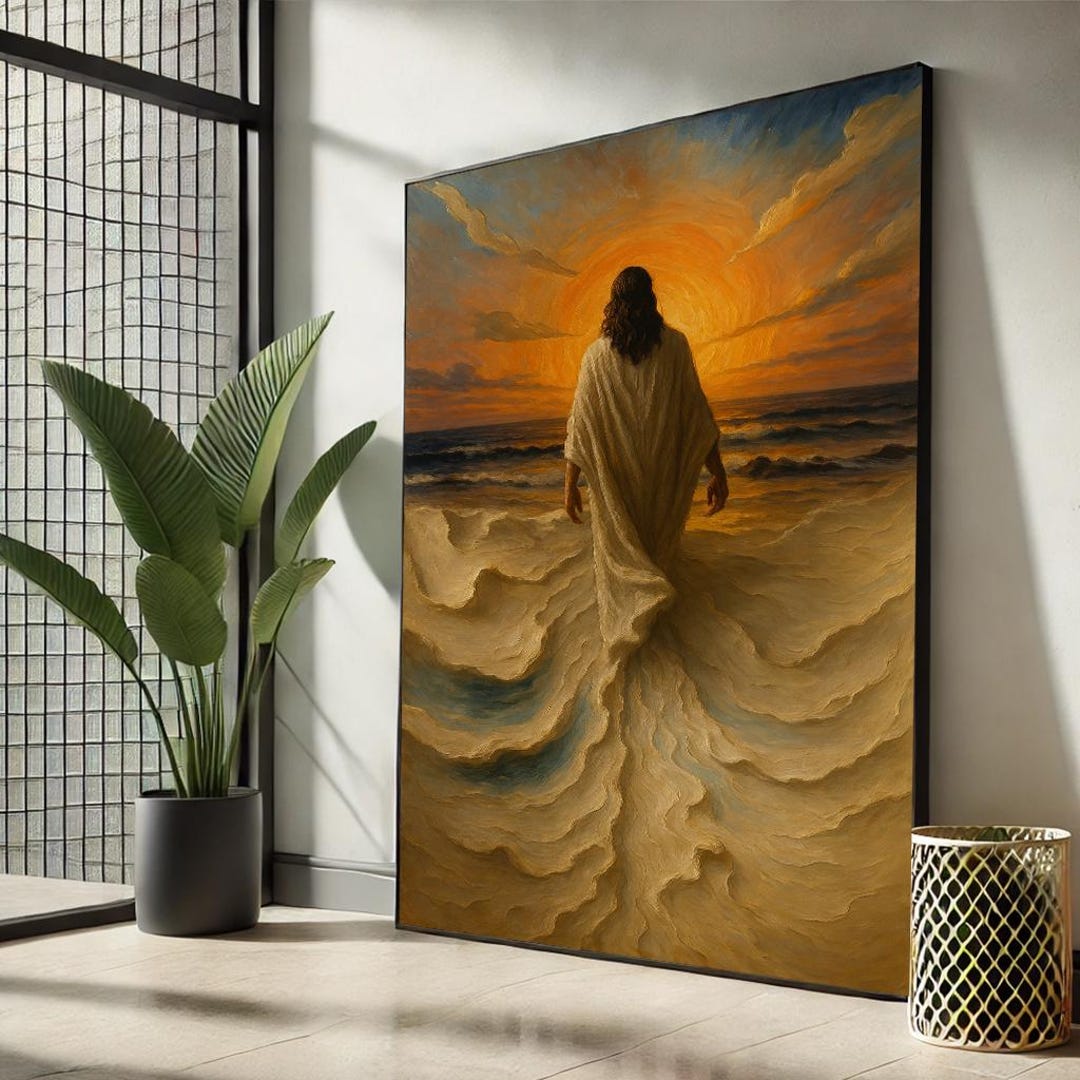 Reateforin Jezus Christus Walking on Water Prints Canvas Christelijke Muur Decor Art Jezus Pictures Wall Decor