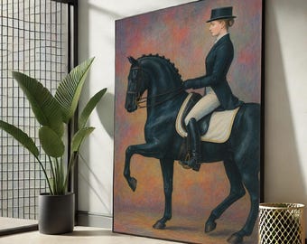 洗練された乗馬ライダーのキャンバスウォールアートプリント、クラシックなリビングルームの装飾、存在感のあるアイテム