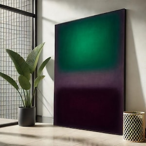 Mark Rothko Inspired Green and Purple Canvas Bold Color Field Painting Reproduction for Modern Living Room Decor