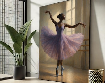 Lilac Ballerina Canvas Print: Graceful Living Room Wall Art