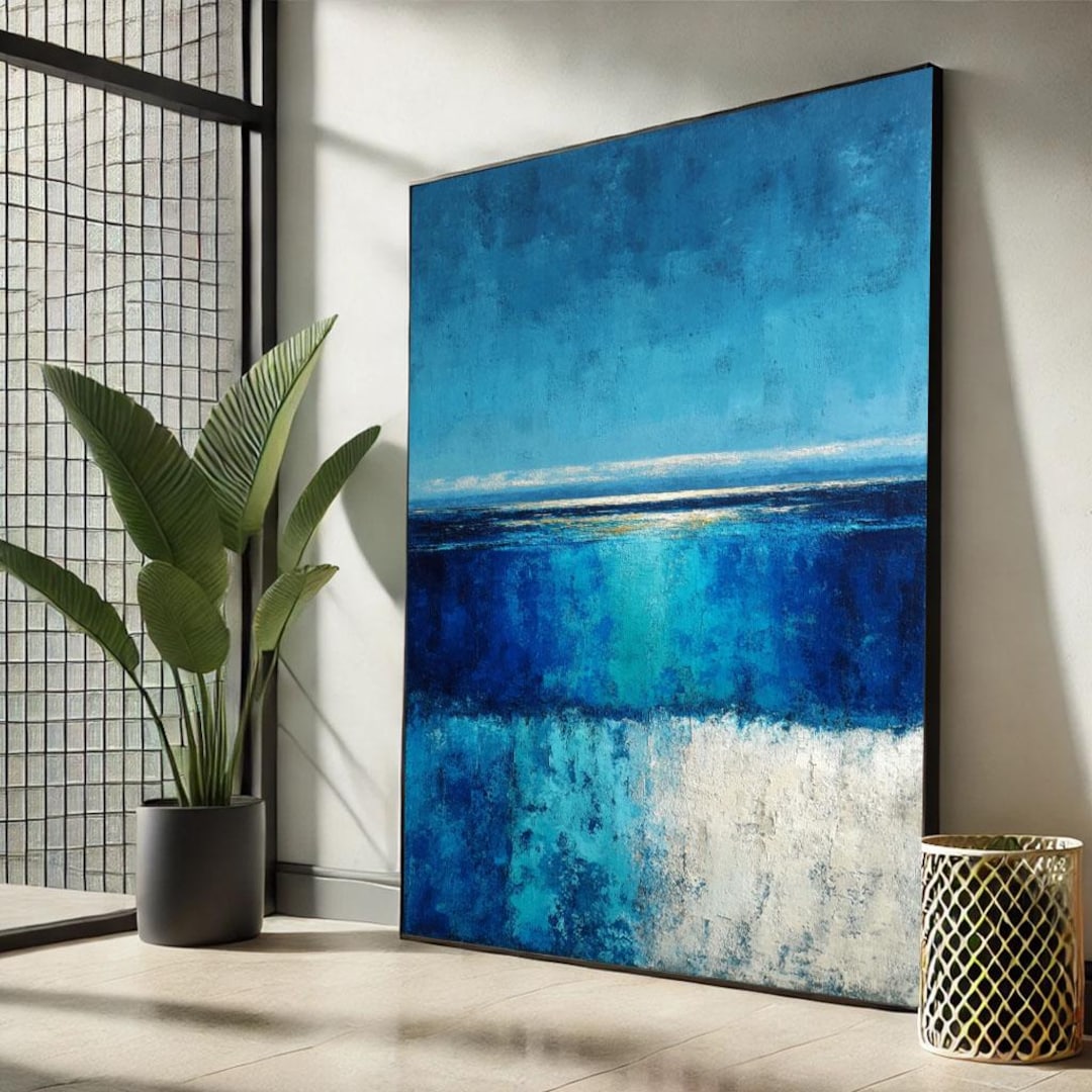 Modern Blue Abstract Canvas Wall Art – Mark Rothko Inspired Seascape ...