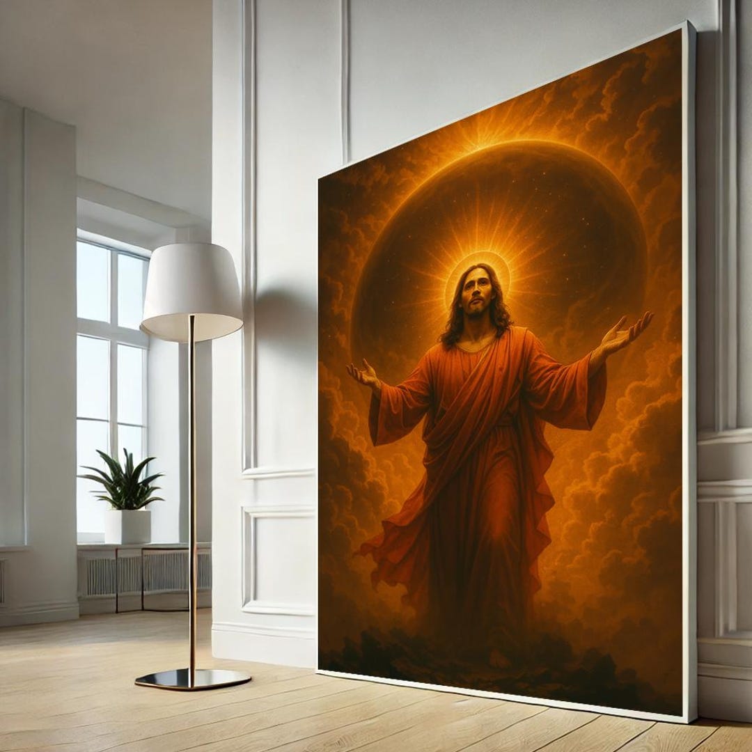 Radiant Jesus Canvas Print | Spiritual Living Room Wall Art - Etsy