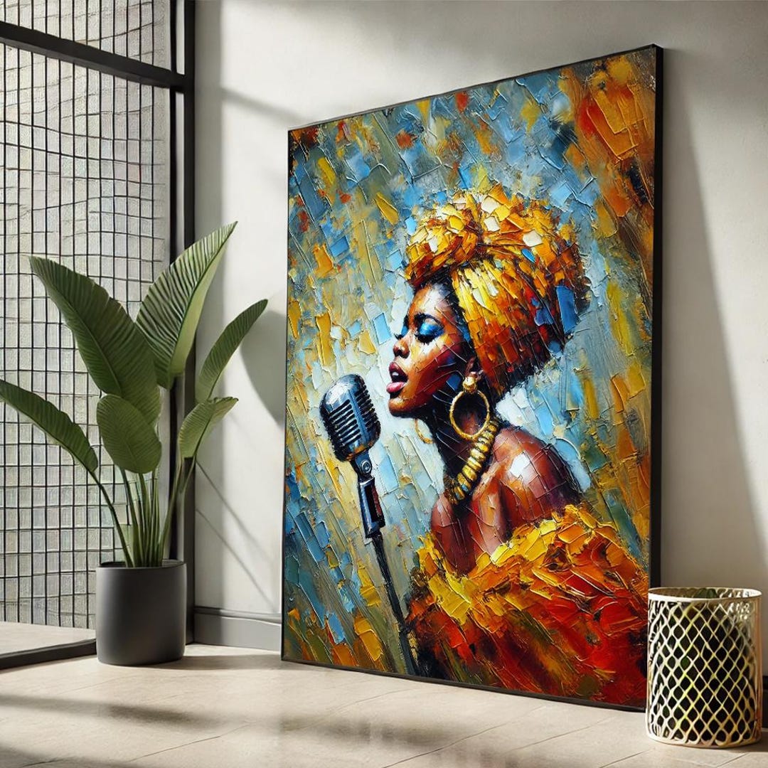 Jazz Singer Canvas Print - African American Wall Art, Vibrant