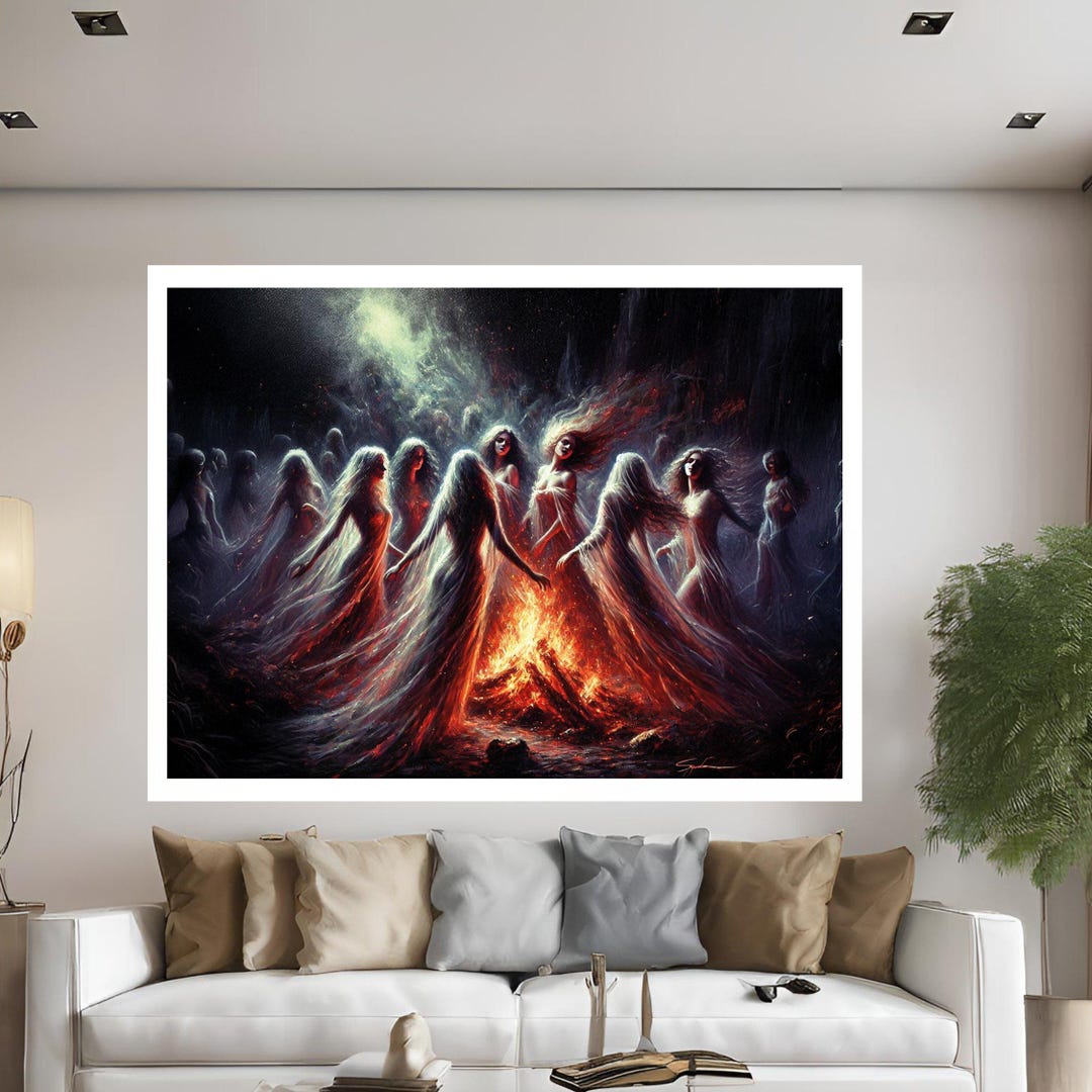 Enchanted Fire Dance Canvas Print, Bohemian Ritual Art - Etsy
