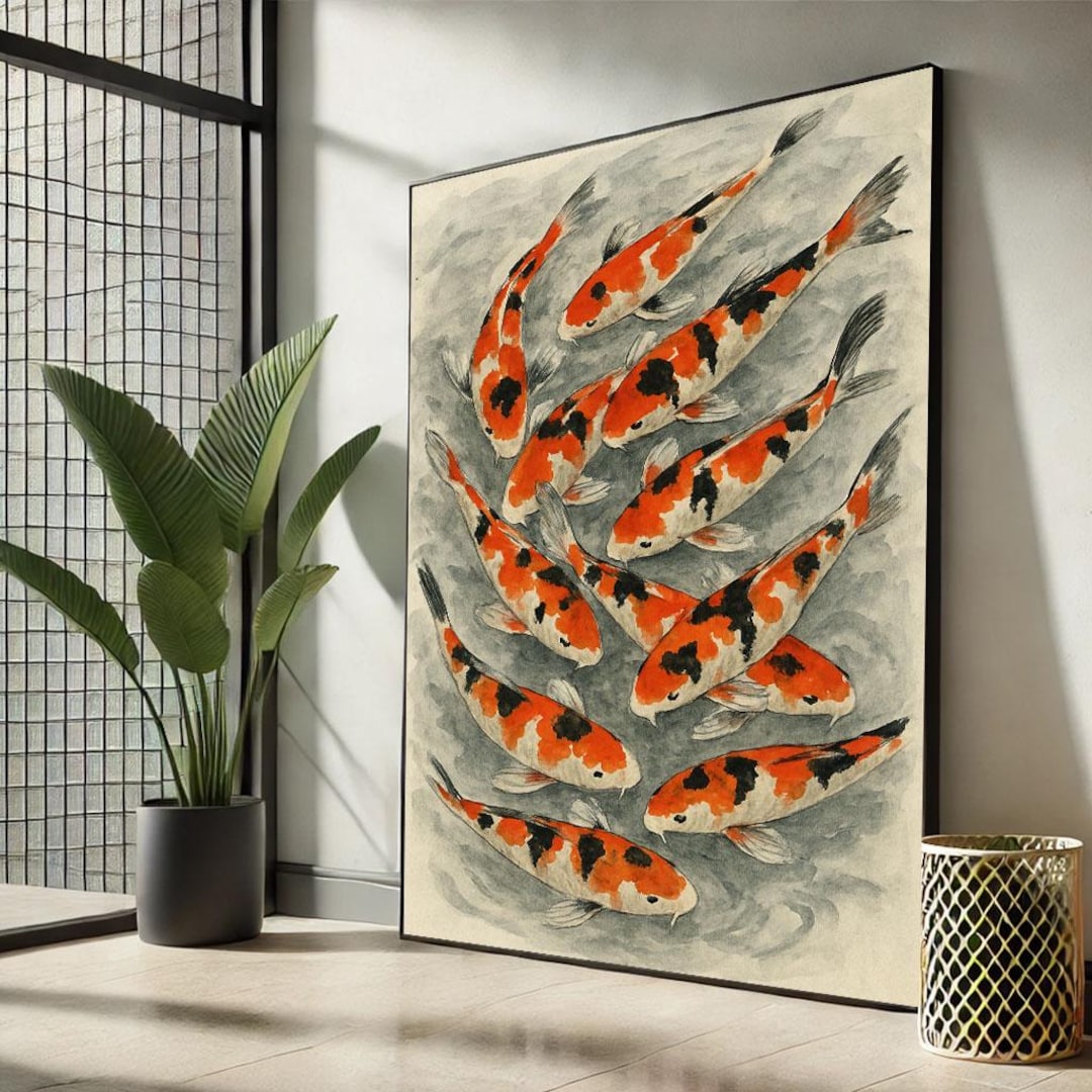 Graceful Koi Fish Canvas Wall Art Print Modern Zen Living Room Decor ...