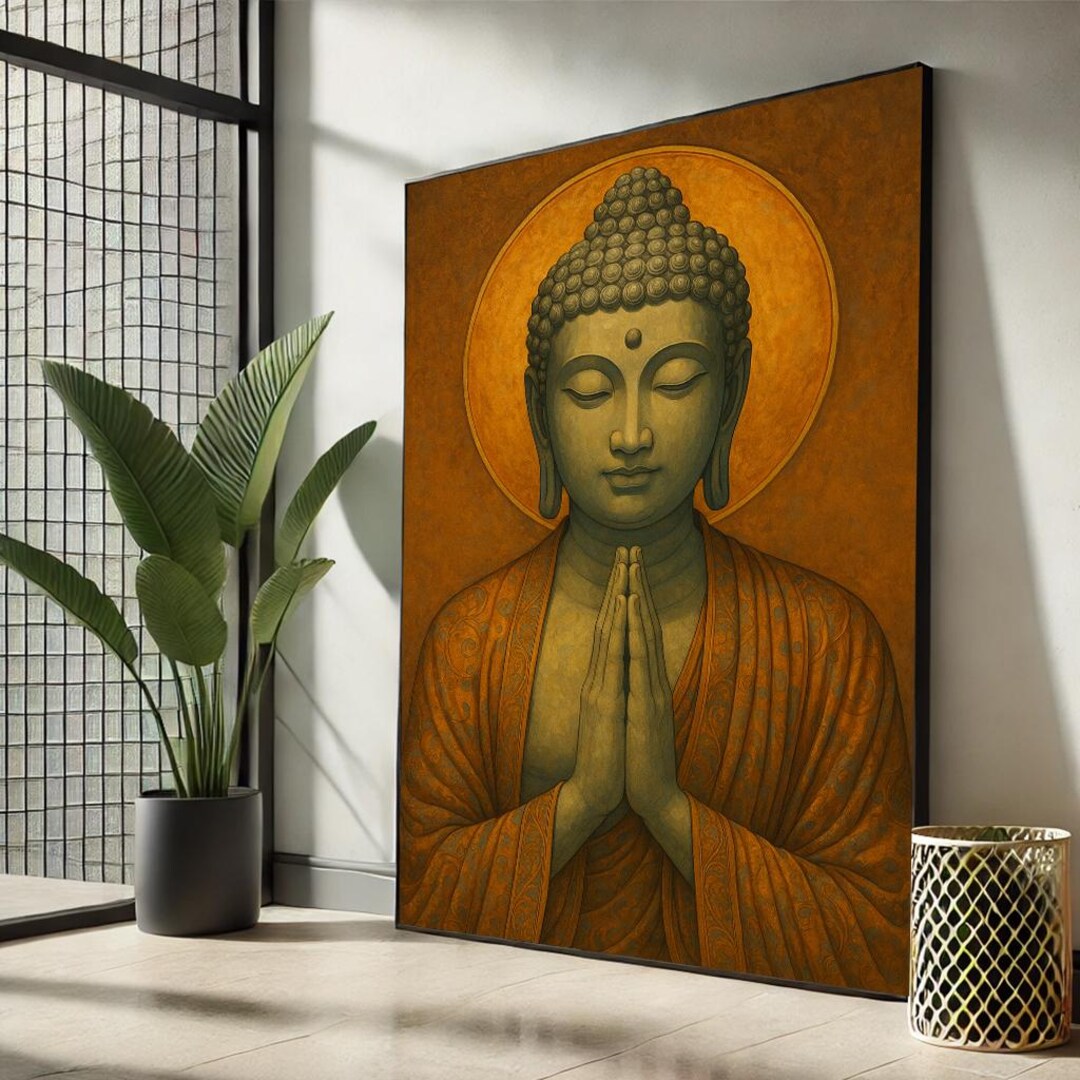 Golden Buddha Canvas Art – Namaste Pose, Meditation Decor - Etsy