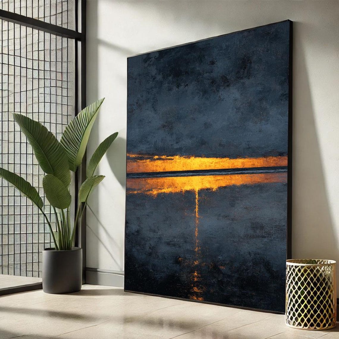 Black and Gold Abstract Canvas Print – Minimalist Rothko Style Wall Art ...