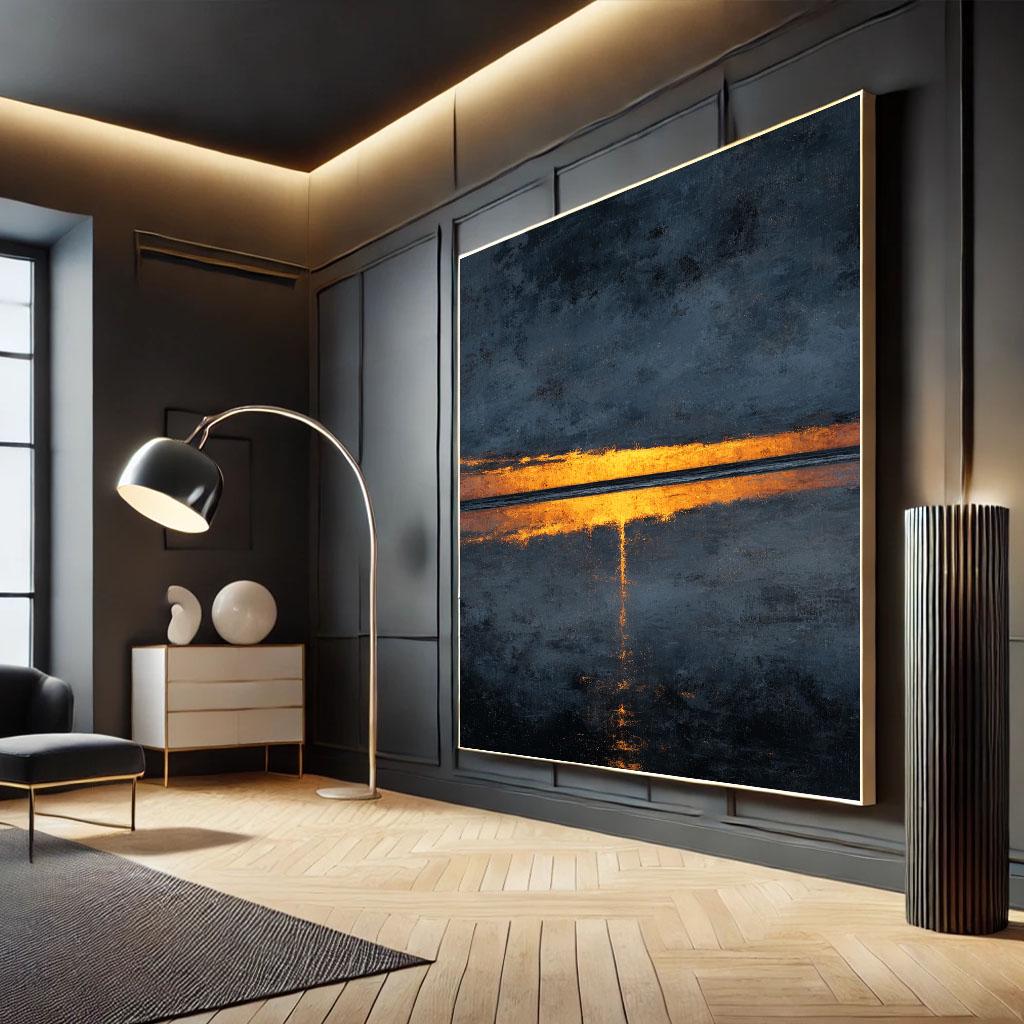Black and Gold Abstract Canvas Print – Minimalist Rothko Style Wall Art ...