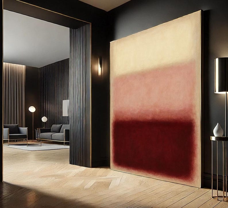 Mark Rothko Inspired Red and Beige Canvas Bold Color Field Painting for ...