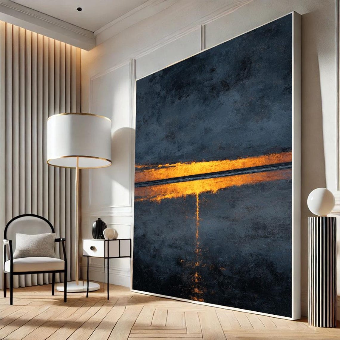 Black and Gold Abstract Canvas Print – Minimalist Rothko Style Wall Art ...