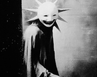 Spooky Sun Art Canvas Print, Surreal Horror Decor, Creepy Gothic Wall Decor, Dark Aesthetic Home Decor