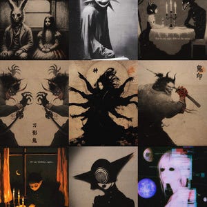 Dark Art Print Set (5 / 10 pcs) | Gothic Wall Art | Macabre Home Decor