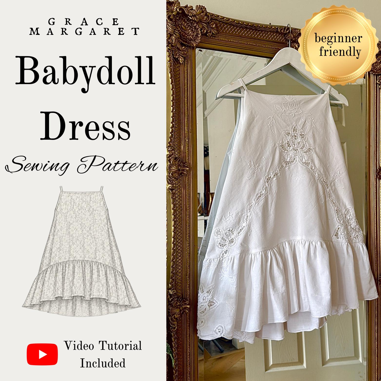 Babydoll Dress PDF Digital Sewing Pattern with Two Length and Two Strap Options // UK Sizes 6-18 // Instant Download with Video Tutorial
