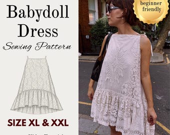 Babydoll Dress PDF Digital Sewing Pattern // UK 20-26 // Two Length and Two Strap Options  // Instant Download with Video Tutorial