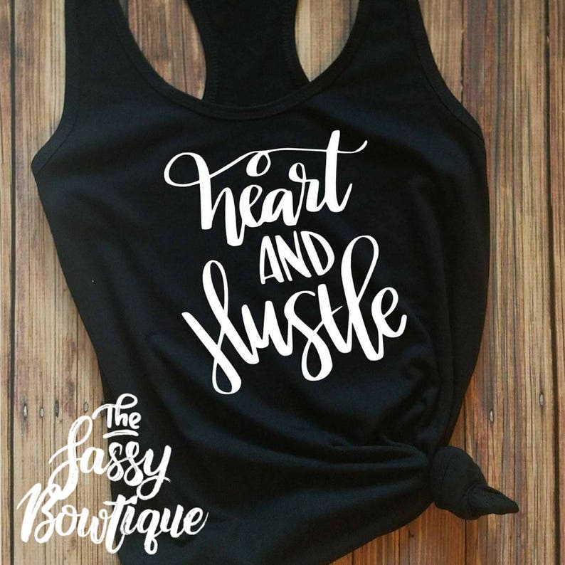 Heart and Hustle Racerback motivational gym workout Quote Tank TheSassyBowtique