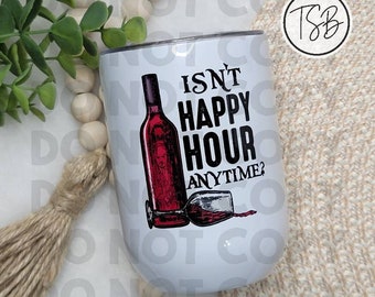 Happy Hour Anytime Pirate 12oz Stemless Wine Tumbler